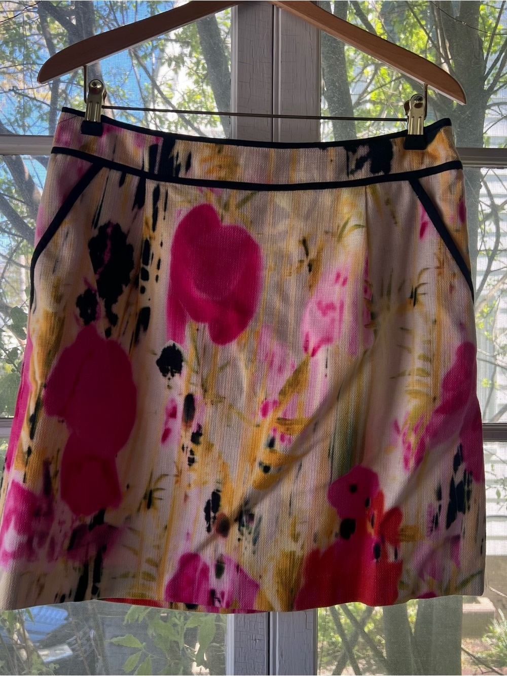 Tabitha Floral Mini Skirt in Pink, Black and Cream